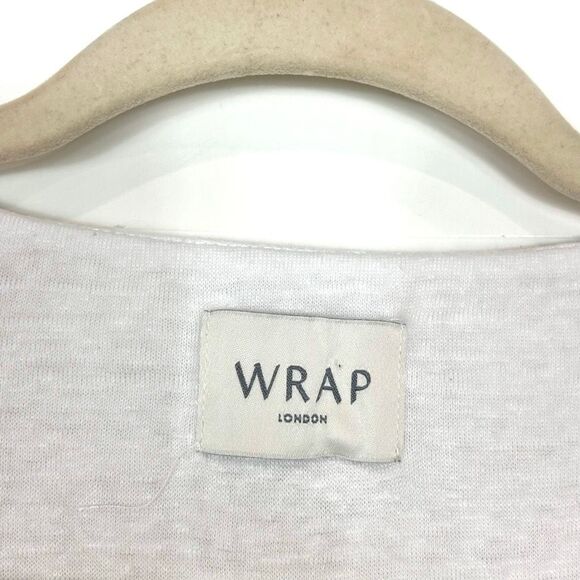 Wrap London Linen Blouse Womens 14 white tassel tie Long Sleeve Peasant large - Picture 2 of 13